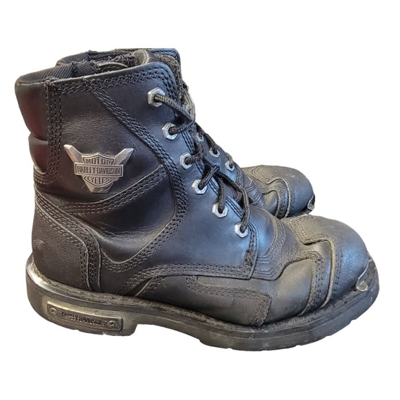 Harley Davidson Motorcycle Boots Zip‎ Lace Up Leather 91542 Size 9 - Picture 1 of 11